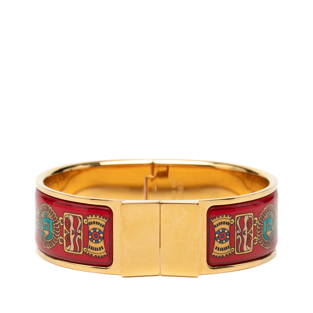 Pre-Loved Hermes Wide Enamel Emaille Loquet Bracelet GM